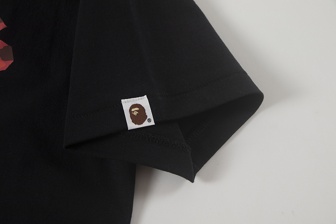 Bape 148 TOP Print Collar Short Sleeve T Black S-XL - Image 9
