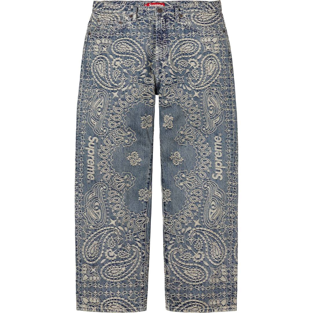 Supreme 498 SS25 BANDANA JACQUARD BAGGY JEAN Floral Fruit (Black)