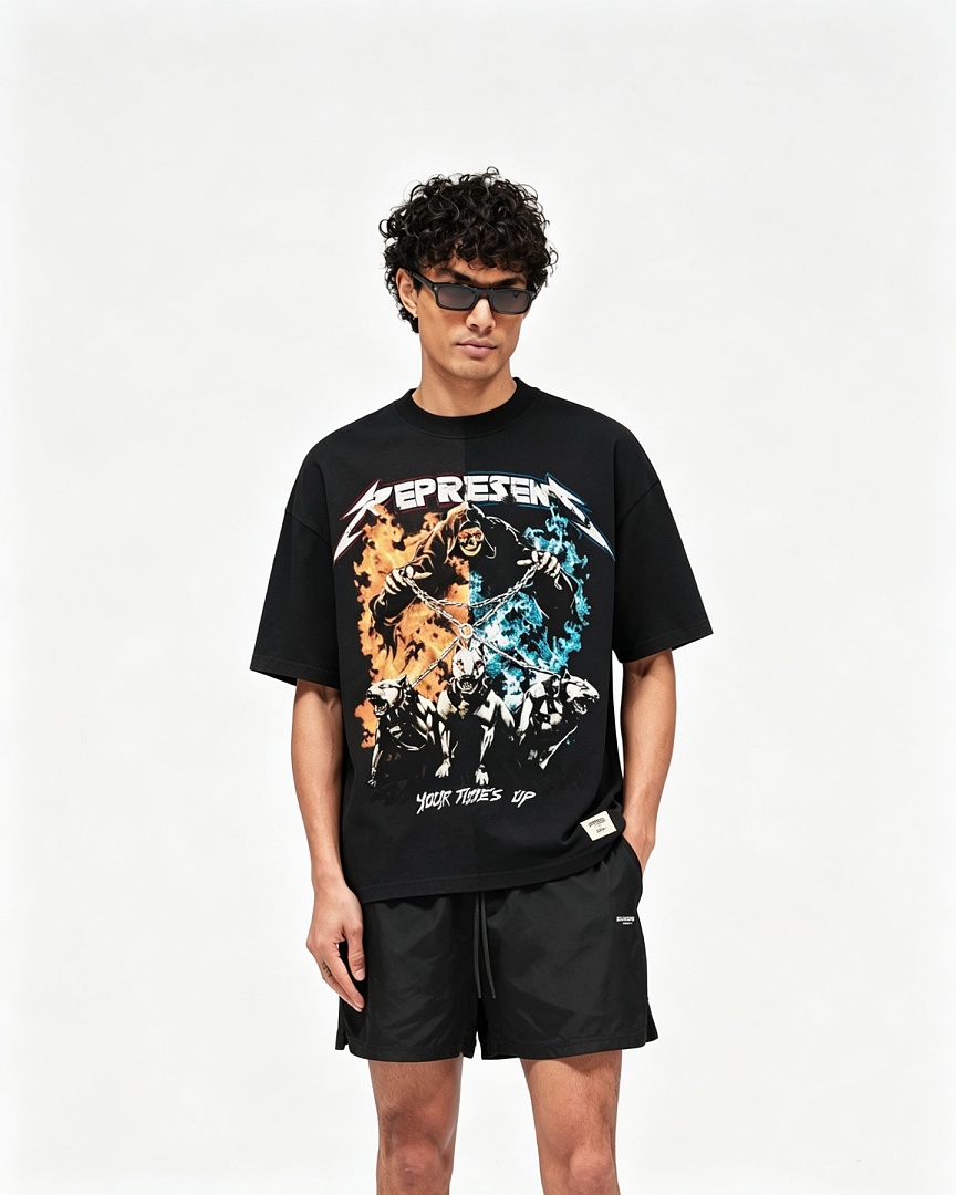 Represent 158 REPRESENT New High Mens Womens Top Water Wide Short Sleeve : S-M L XL (Black) - Image 11