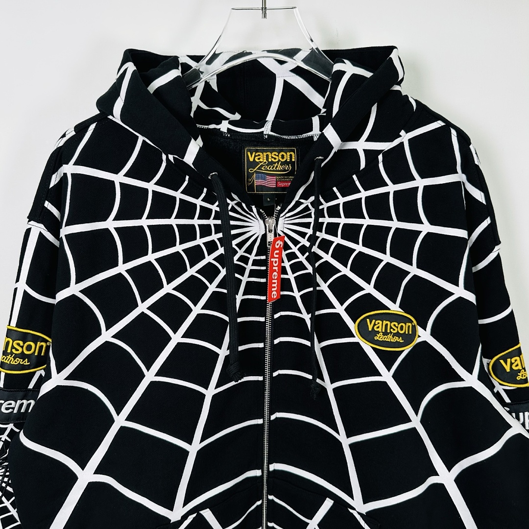 Sp5der 438 VANSON SPIDER-MAN Collab SS26 ZIP UP HOODED Thin Velvet Black Red S-XL - Image 11