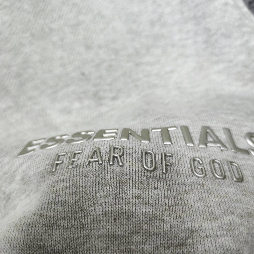Essentials 148 Ess SS25 Classic Hoodie Label Print Short Silk Silver Gum Black Grey Brown Oatmeal XS-XL - Image 70