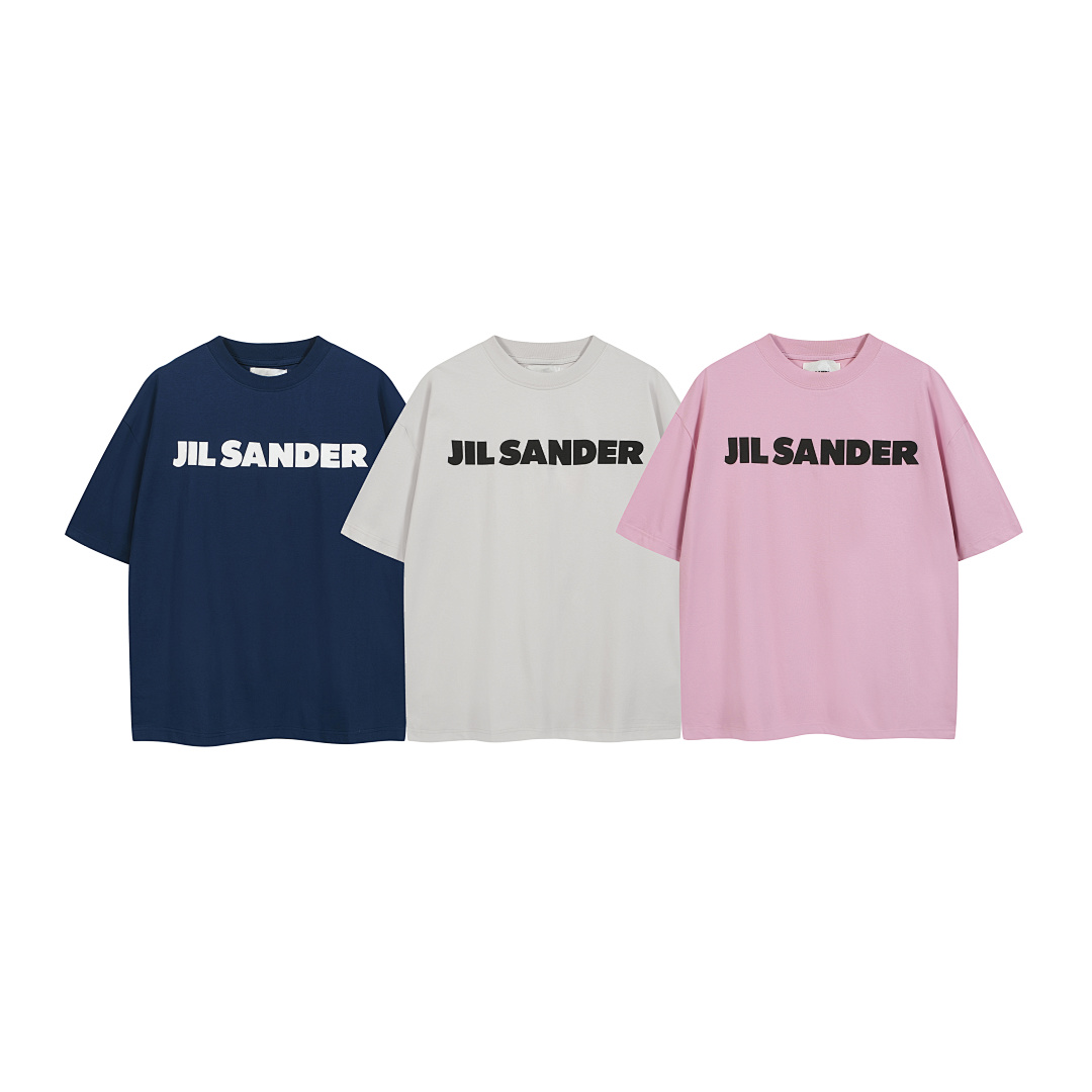 Unbranded 108 JIL SANDER Gum Logo Print Short Sleeve T Light Grey Pink Blue Black White SML J9890#
