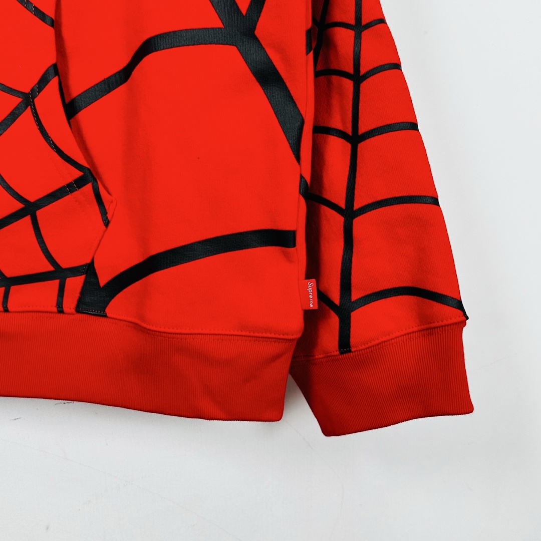 Sp5der 438 VANSON SPIDER-MAN Collab SS26 ZIP UP HOODED Thin Velvet Black Red S-XL - Image 22