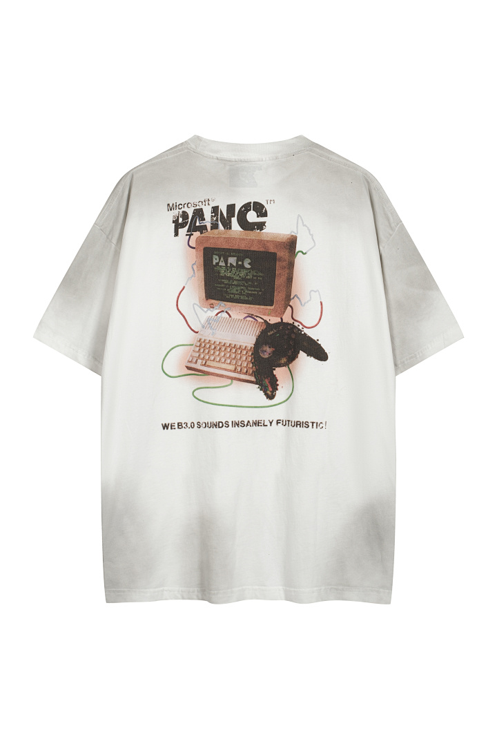 Unbranded 128 PANQ Water Print Short Sleeve T White S-L 8006#