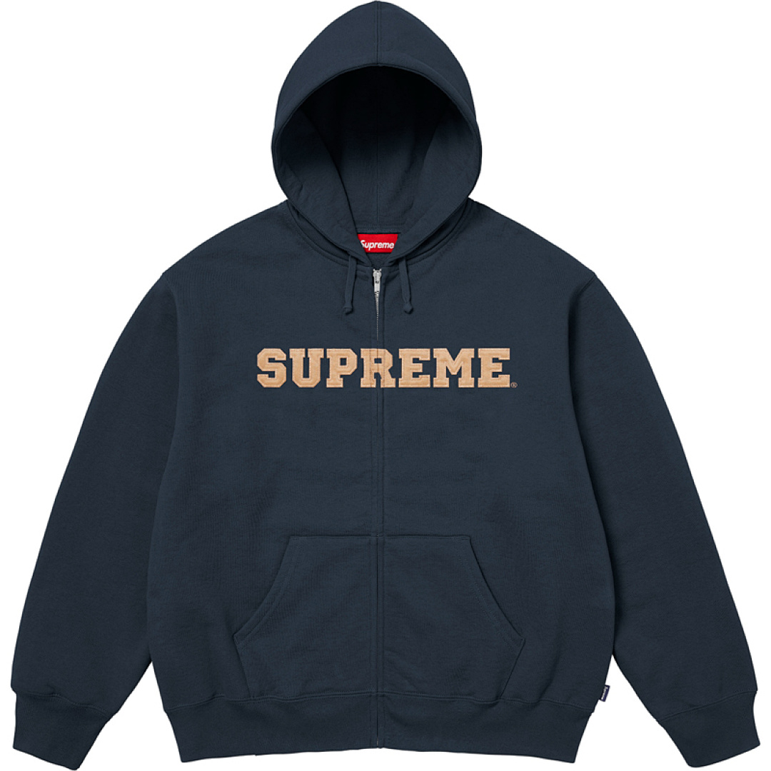Supreme 358 25FW COLLEGIATE APPLIQUE HOODED Black Light Grey Blue S M L - Image 3