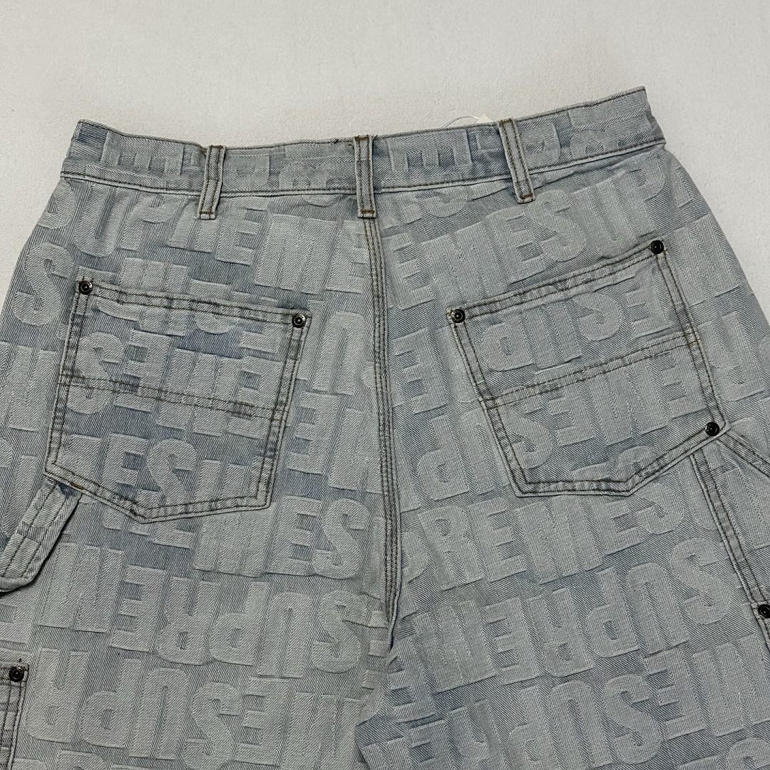 Supreme 318 SS26 REPEAT JACQUARD DOUBLE KNEE DENIM SHORT Floral Stud - Image 6