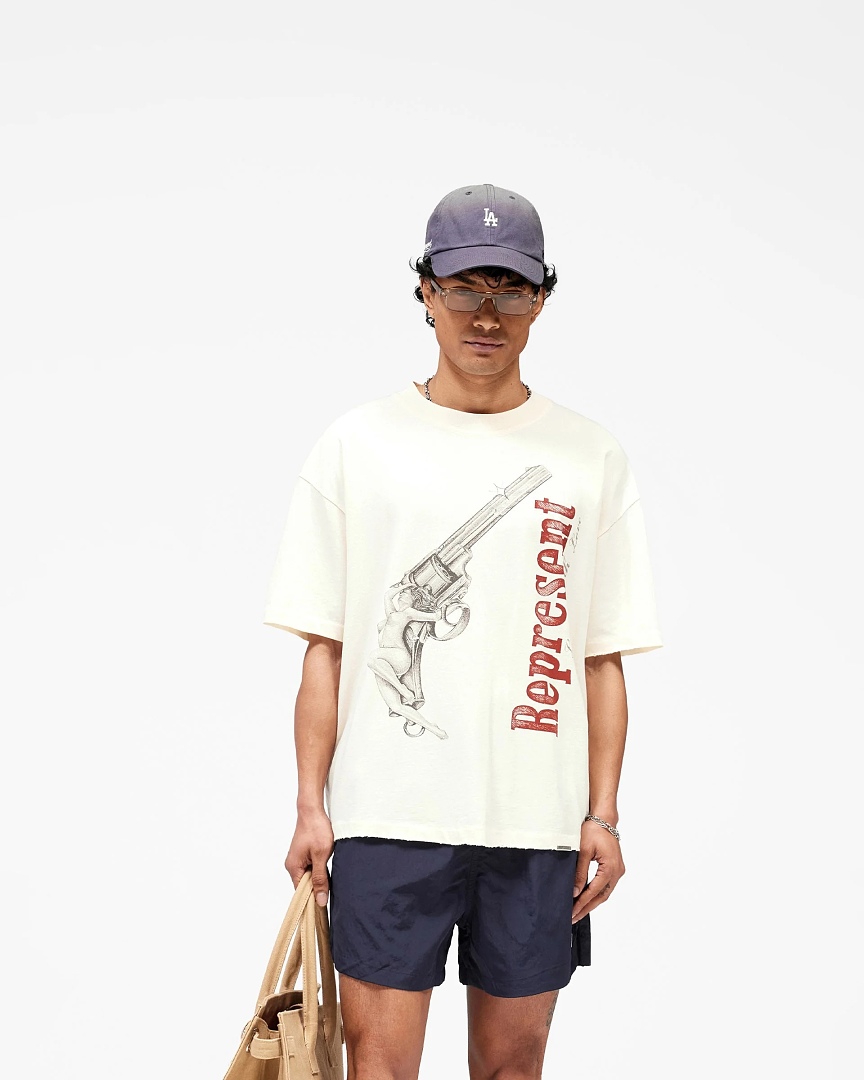 Represent 138 REPRESENT New High Mens Womens Top Wide Short Sleeve : S M L XL Cream Apricot - Image 22