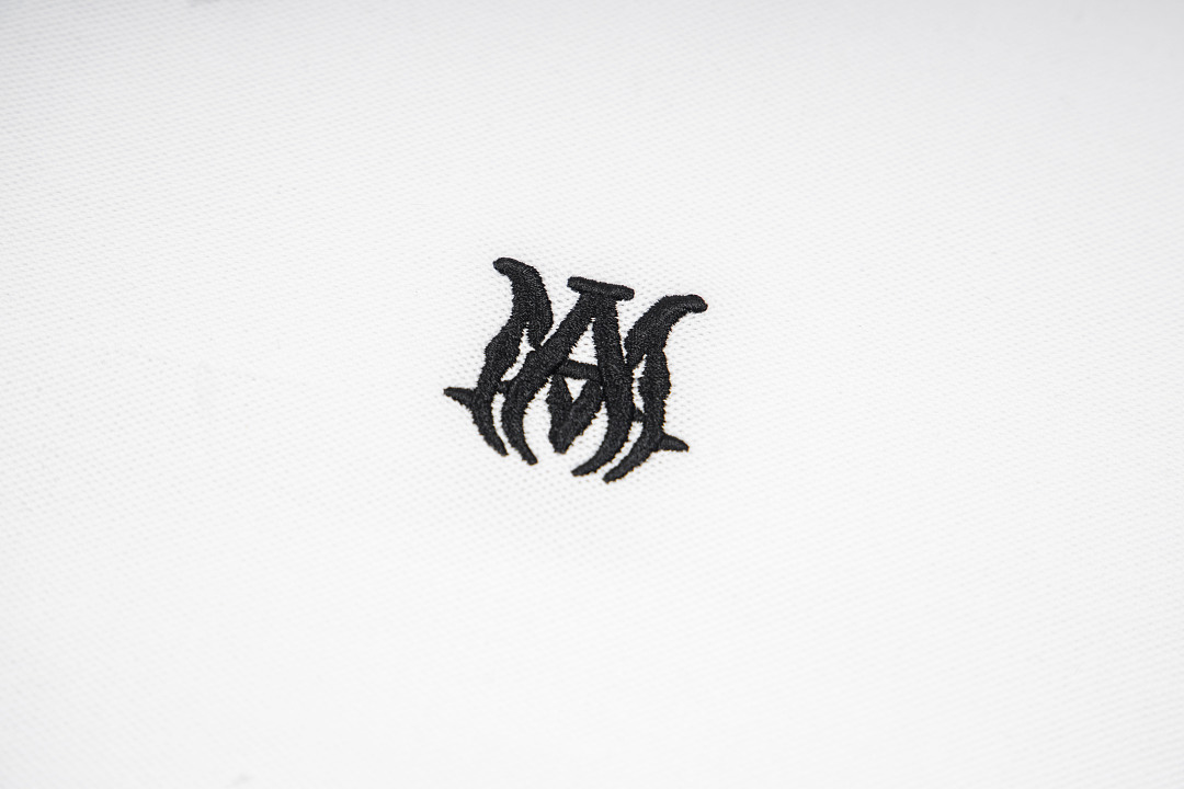 AMIRI 128 26Ss New Logo Embroidered Collar Buckle Polo Short Sleeve T Black White Grey S M L XL 9936# - Image 20