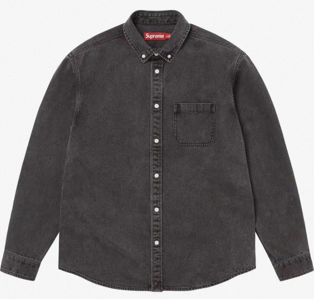 Supreme 358 Appliqué Denim Shirt Blue Black S-XL - Image 4