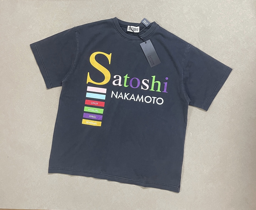 Unbranded 128 Satoshi Nakamoto Washed Short Sleeve T : Black S M L