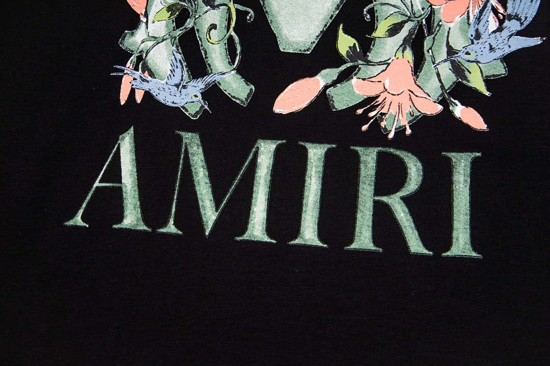 AMIRI 118 Logo Floral Print Short Sleeve T Black White S M L XL 9938# - Image 8