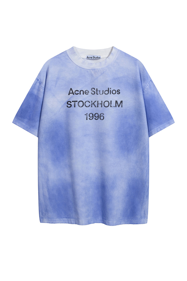 Acne Studios 118 AC LOGO Print Short Sleeve T White Light Blue Dark S-XL 8046# - Image 20