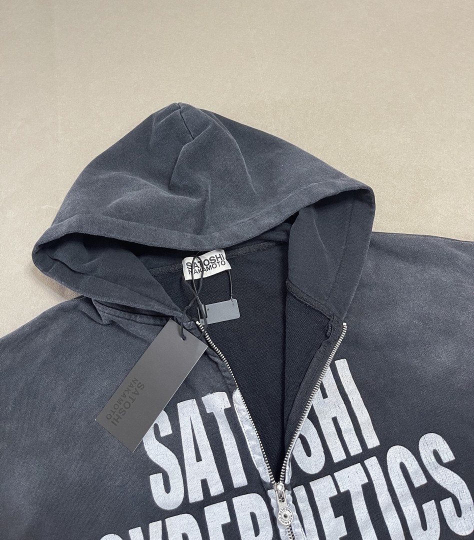 Unbranded 258 Satoshi Nakamoto Cybernetics Zip UpHoodie Washed Black : S M L - Image 8