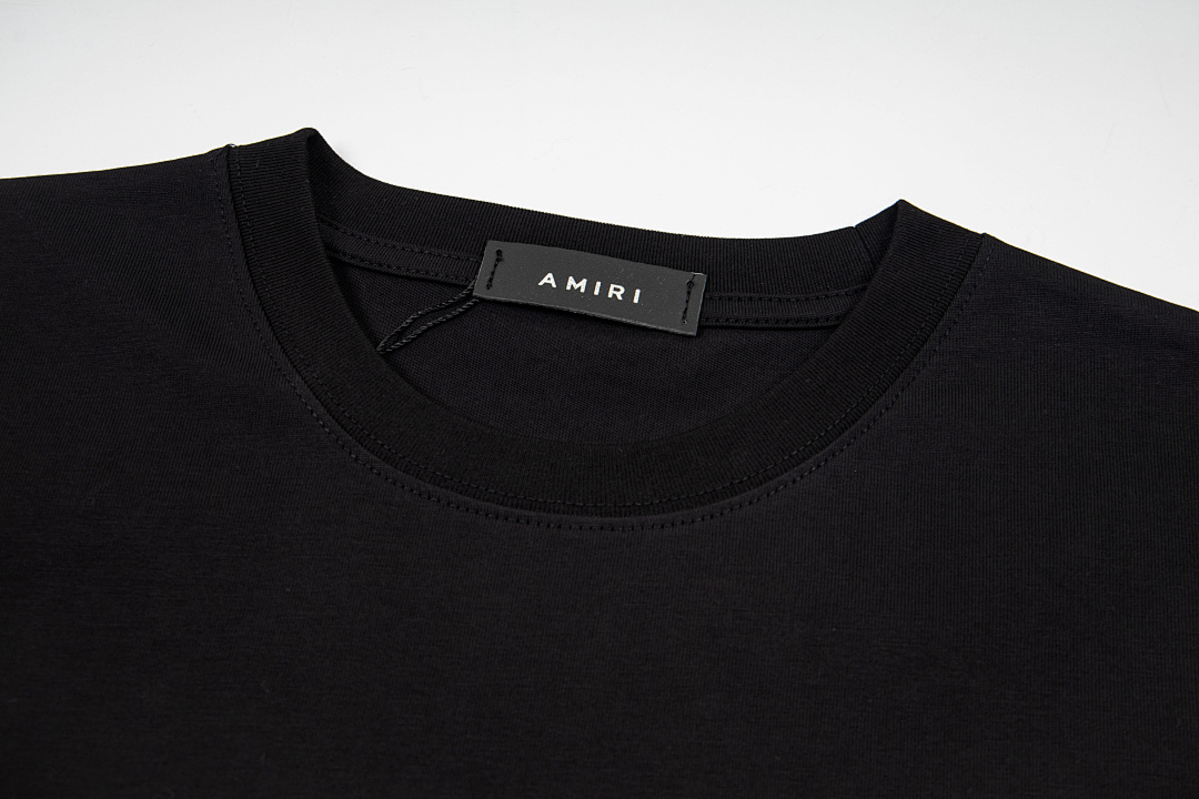 AMIRI 118 Wide Version Model Short Sleeve T Logo Color Ink Print High Wind Black White S M L XL 9901# - Image 5