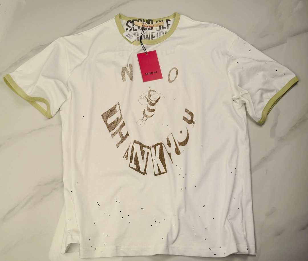 Off-White 128 SECND SLF Yellow Green Small Honey Ink Short Sleeve T : Off White S M L - Image 4
