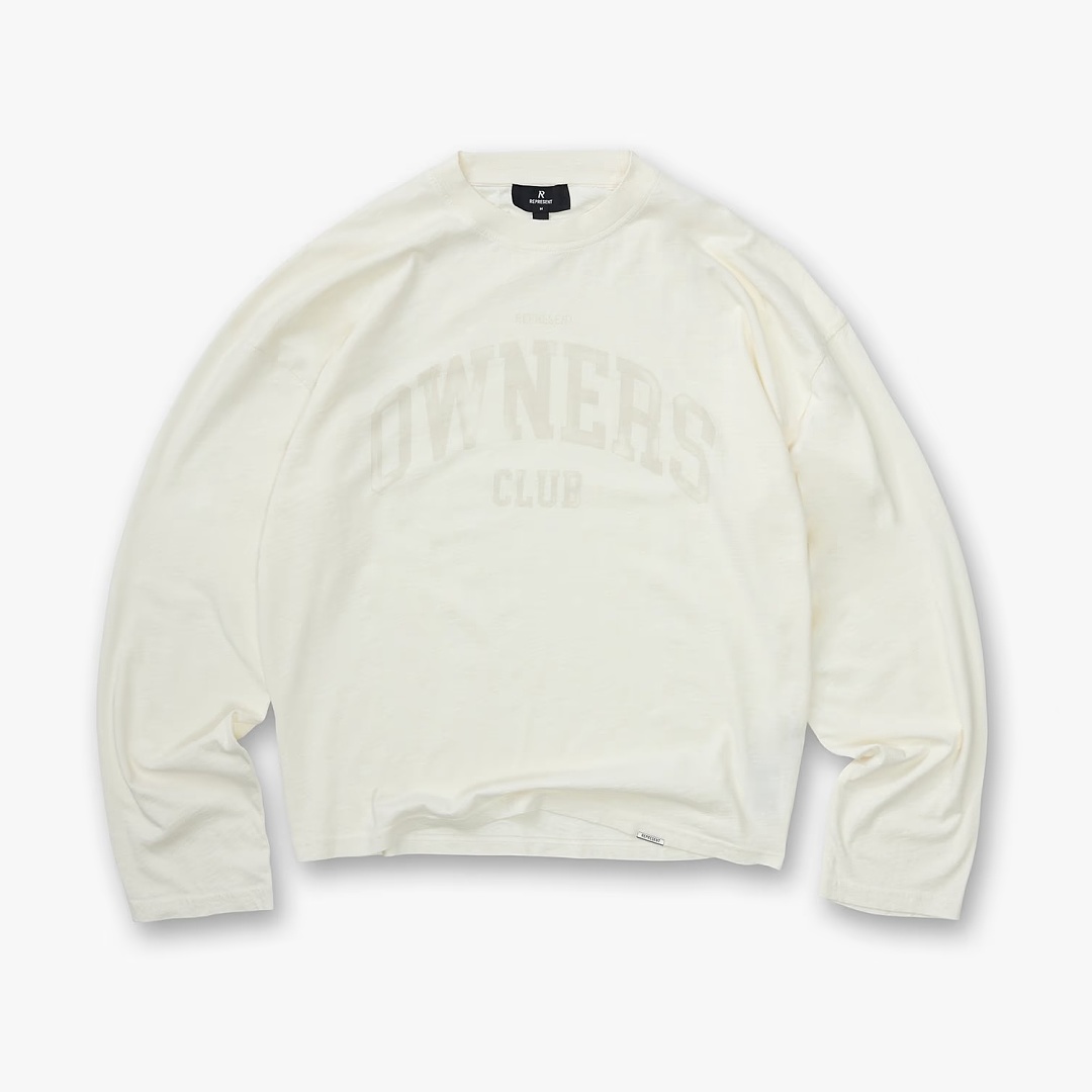 Off-White 138 REPRESENT New High Mens Womens Top Wide Long Sleeve : S M L XL Off (White)