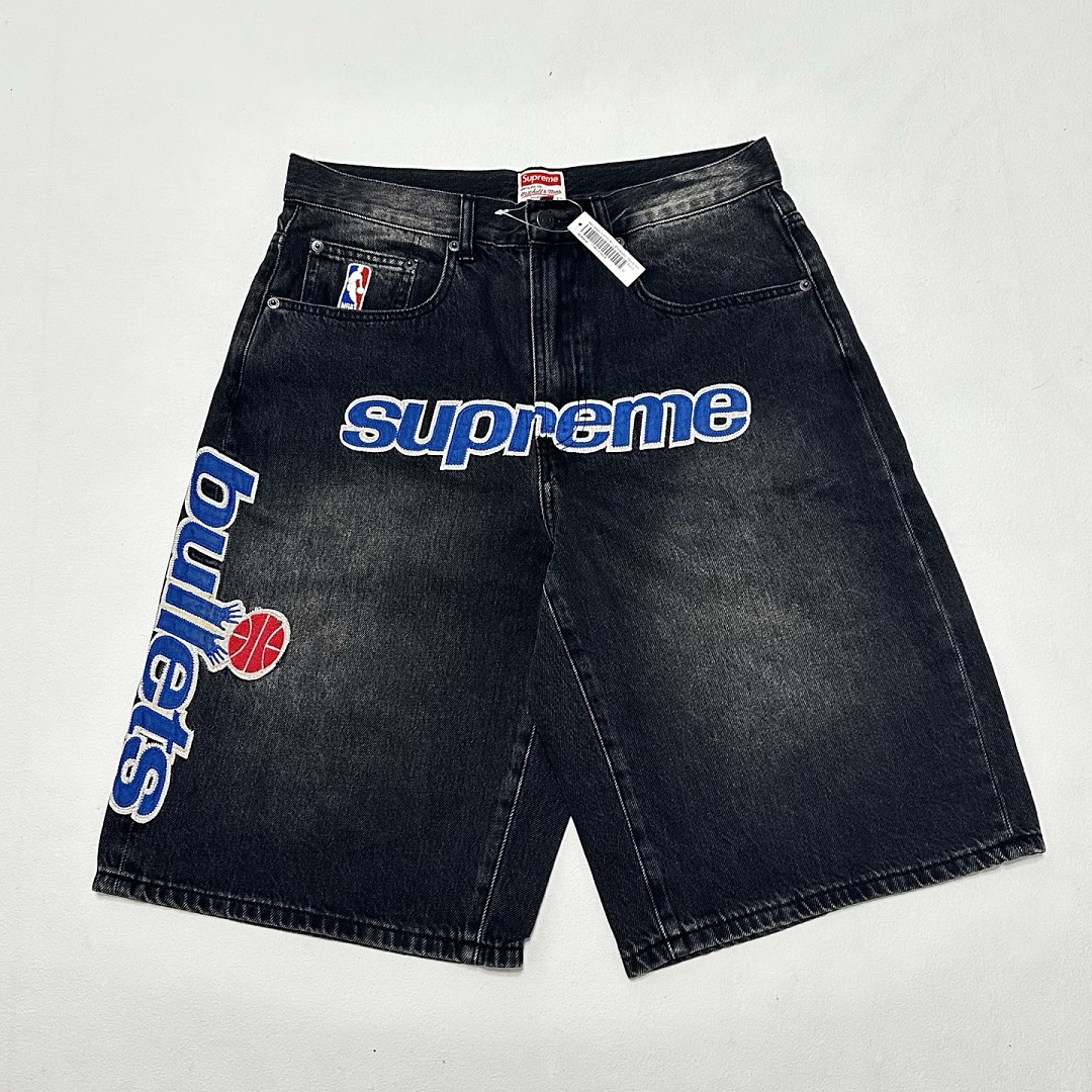 Supreme 358 Mitchell & Ness SS26 Bullets Baggy Denim Short - Image 4