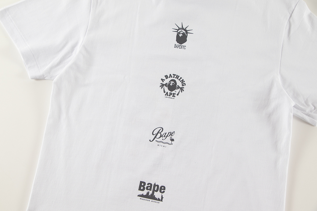 Bape 148 TOP Print Collar Short Sleeve T Black White S-XL - Image 18