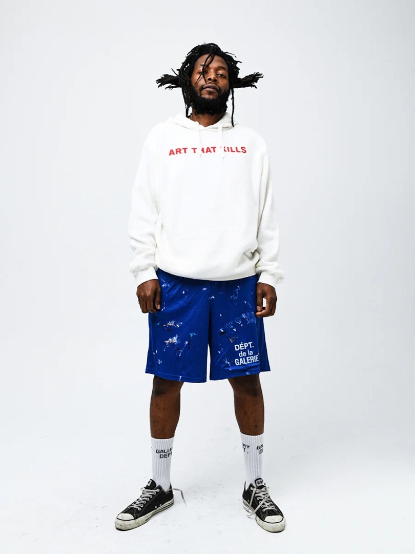 Celine 238 GALLERY DEPT STOP BEING RACIST REVERSIBLE ATK HOODIE GD Label True Surface Print : White S M L - Image 18