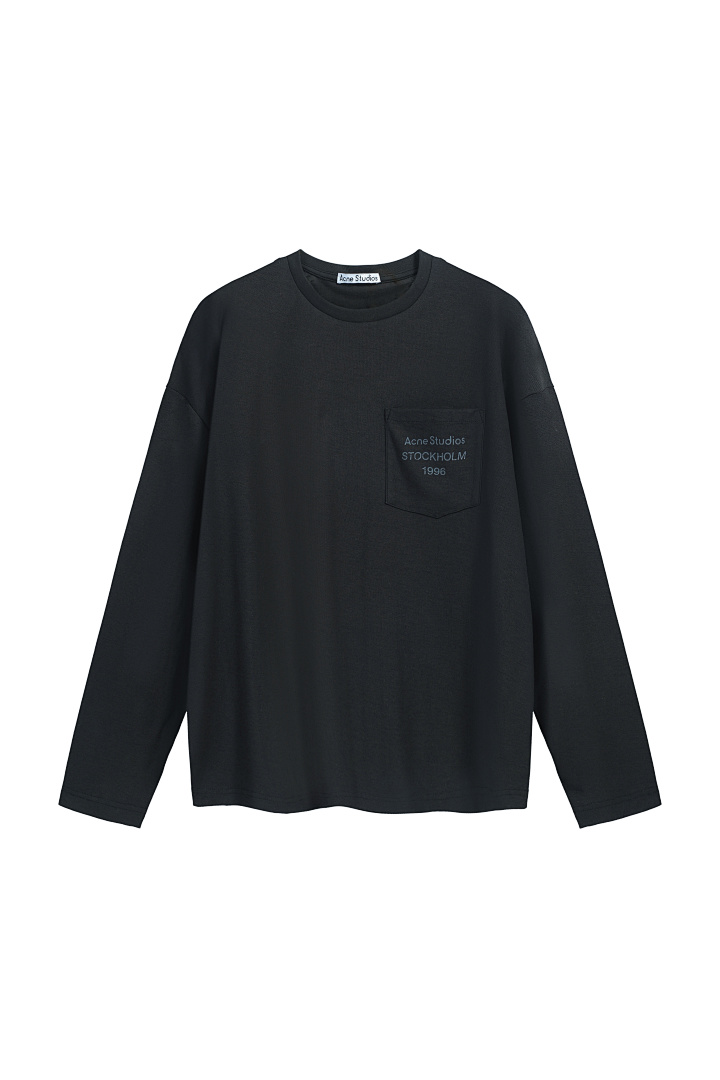 Acne Studios 128 AC LOGO Print Long Sleeve T Black White S-XL 8296# - Image 18