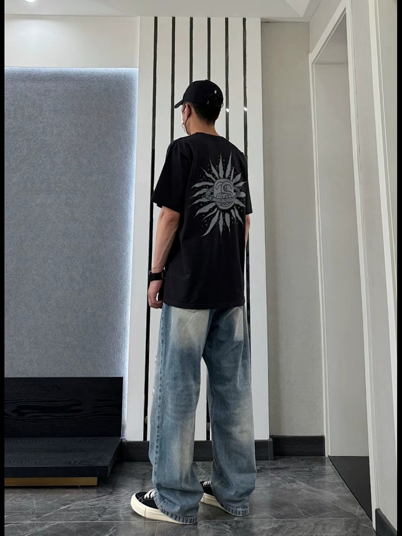 Stussy 128 STU SS25 LOOK BEYOND TEE PIGMENT DYED Double S Print Short Sleeve (Black White) - Image 36