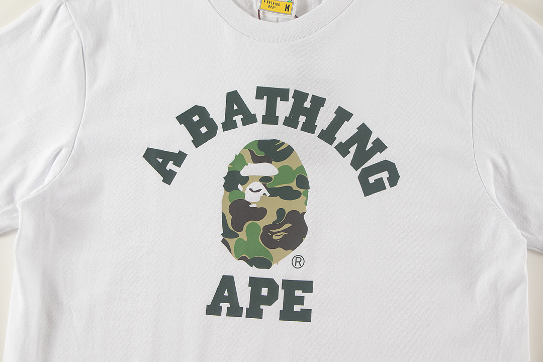 Bape 148 TOP Print Collar Short Sleeve T Black White S-XL - Image 16