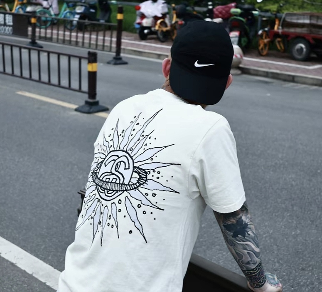 Stussy 128 STU SS25 LOOK BEYOND TEE PIGMENT DYED Double S Print Short Sleeve (Black White) - Image 40