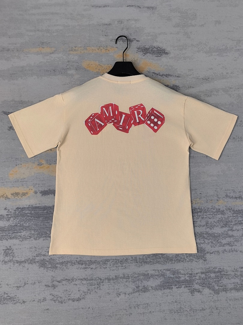 AMIRI 118 Wide Version Model Short Sleeve T Logo Print High Wind Black Apricot S M L XL 9910# - Image 31