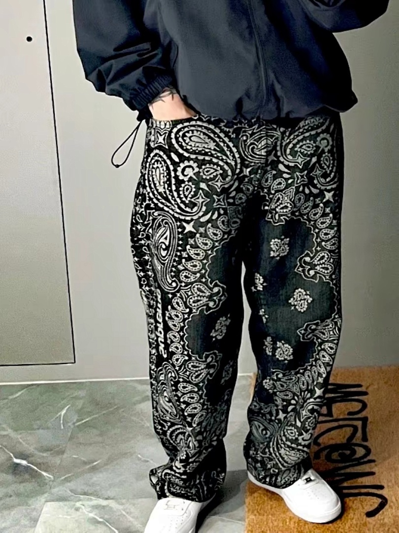 Supreme 498 SS25 BANDANA JACQUARD BAGGY JEAN Floral Fruit (Black) - Image 29