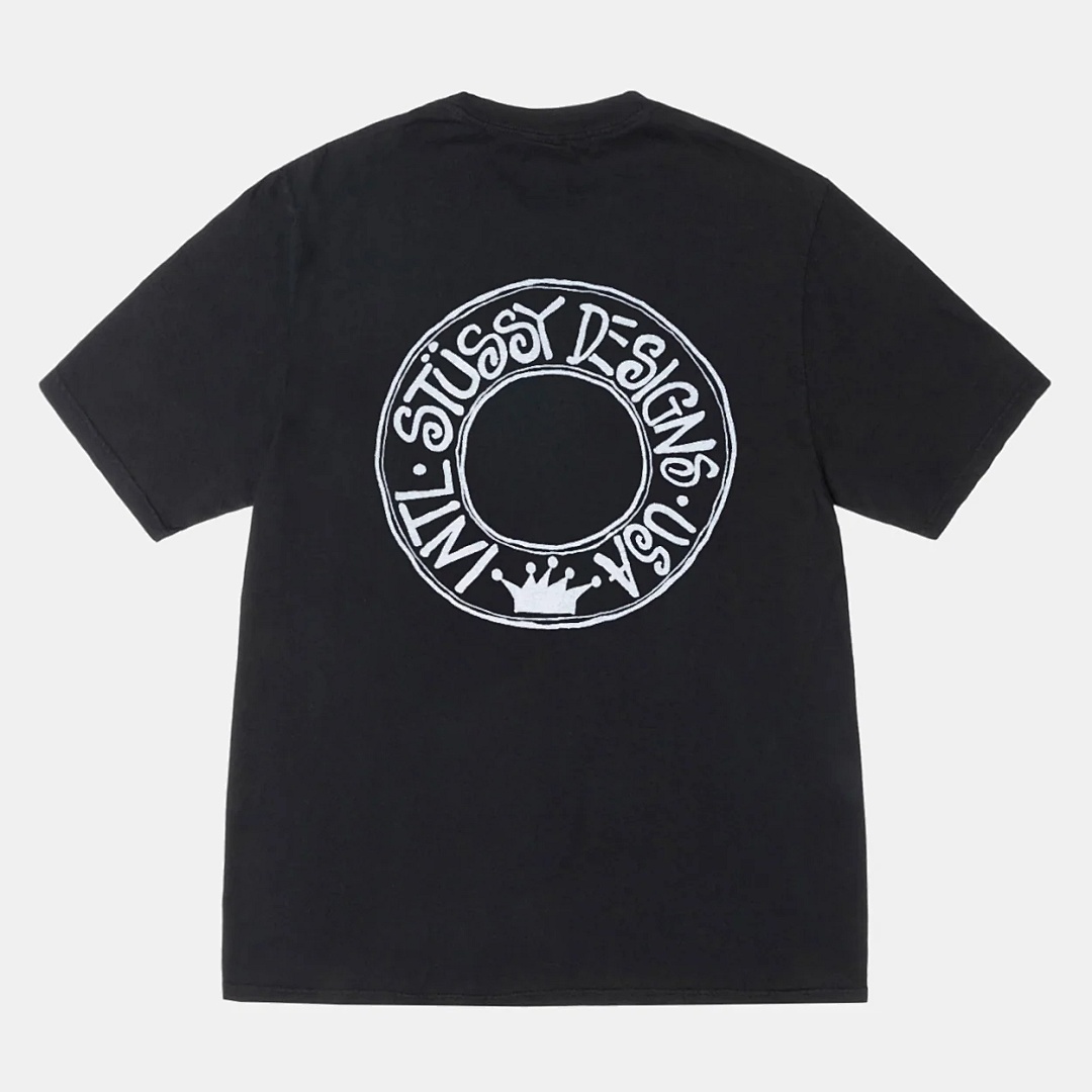 Stussy 108 Stu FW24 BUANA TEE PIGMENT DYED Autumn Winter Surface Print Short Sleeve T Black White S M L
