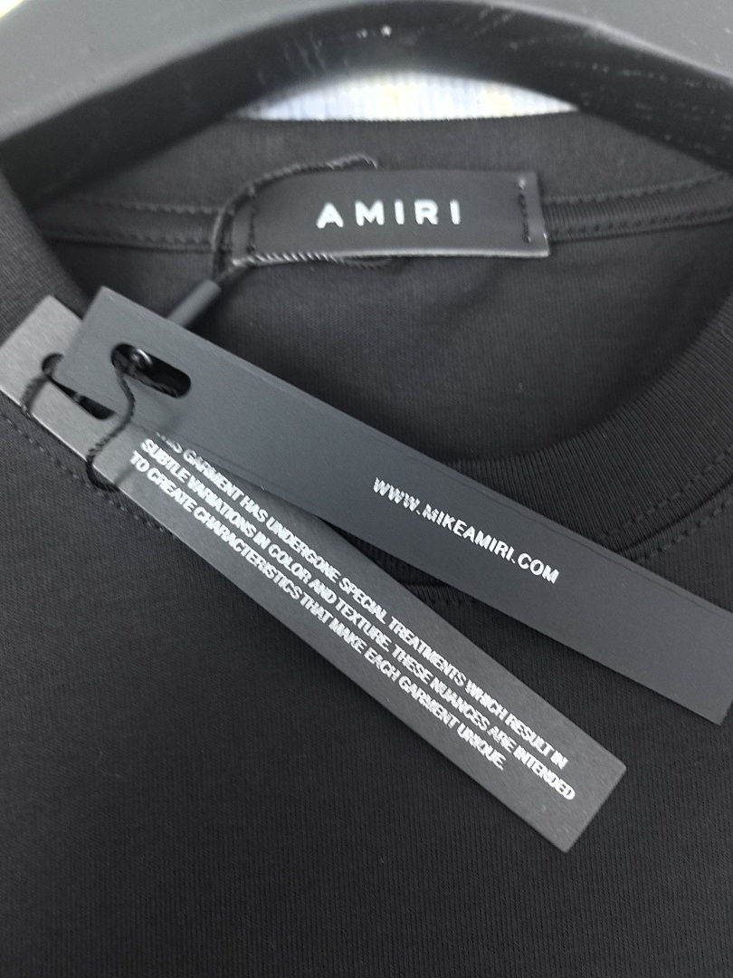 AMIRI 118 Wide Version Model Short Sleeve T Logo Color Ink Print High Wind Black White S M L XL 9901# - Image 32