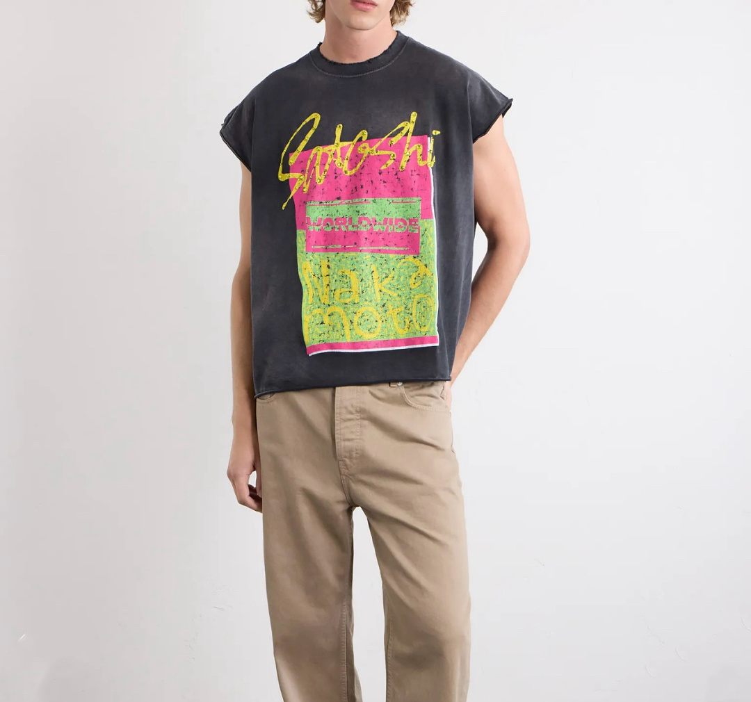 Unbranded 128 Satoshi Nakamoto Worldwide Cut Off Tee / Cup Half Full Sleeve T : Washed Black S M L - Image 13