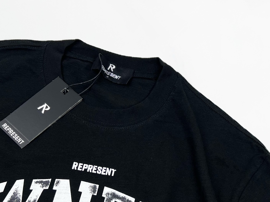 Off-White 128 REPRESENT New High Mens Womens Top Wide Short Sleeve T : S M L XL Washed Blue Off (White) - Image 6