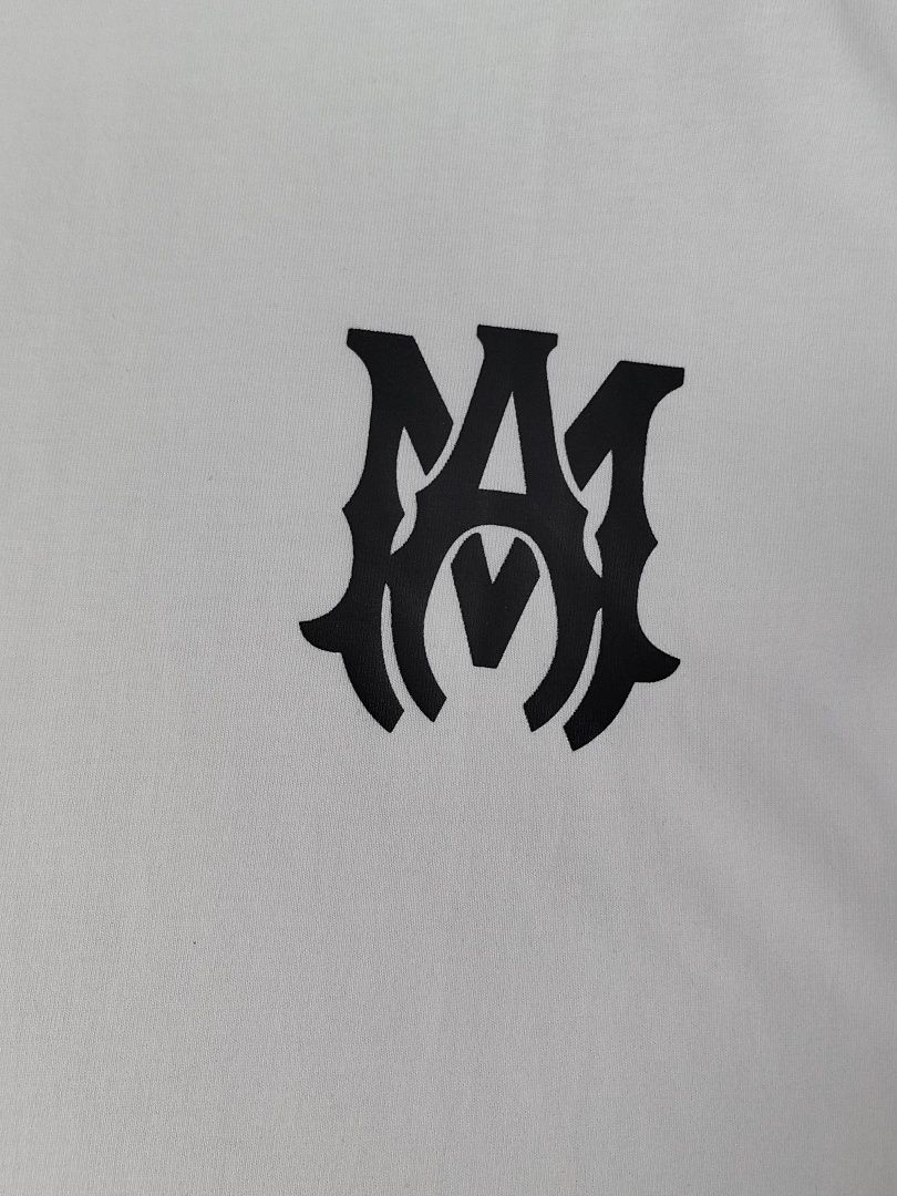 AMIRI 118 Wide Version Model Short Sleeve T Logo Print High Wind Black White S M L XL 9916# - Image 26