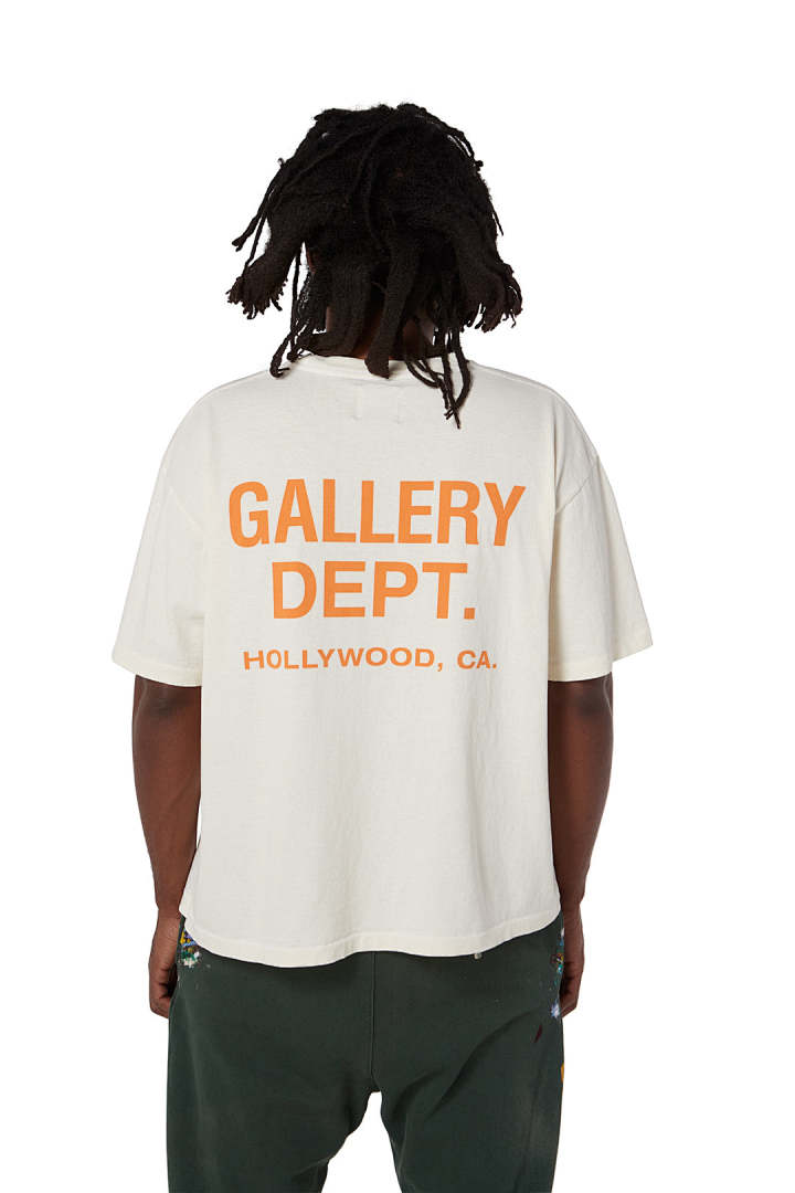 Gallery Dept 98 Gallery Dept. Classic Souvenir Tee LOGO Print Collar Short Sleeve T Black Grey White Cream Apricot Sky Blue Fruit Green Dark S M L - Image 22
