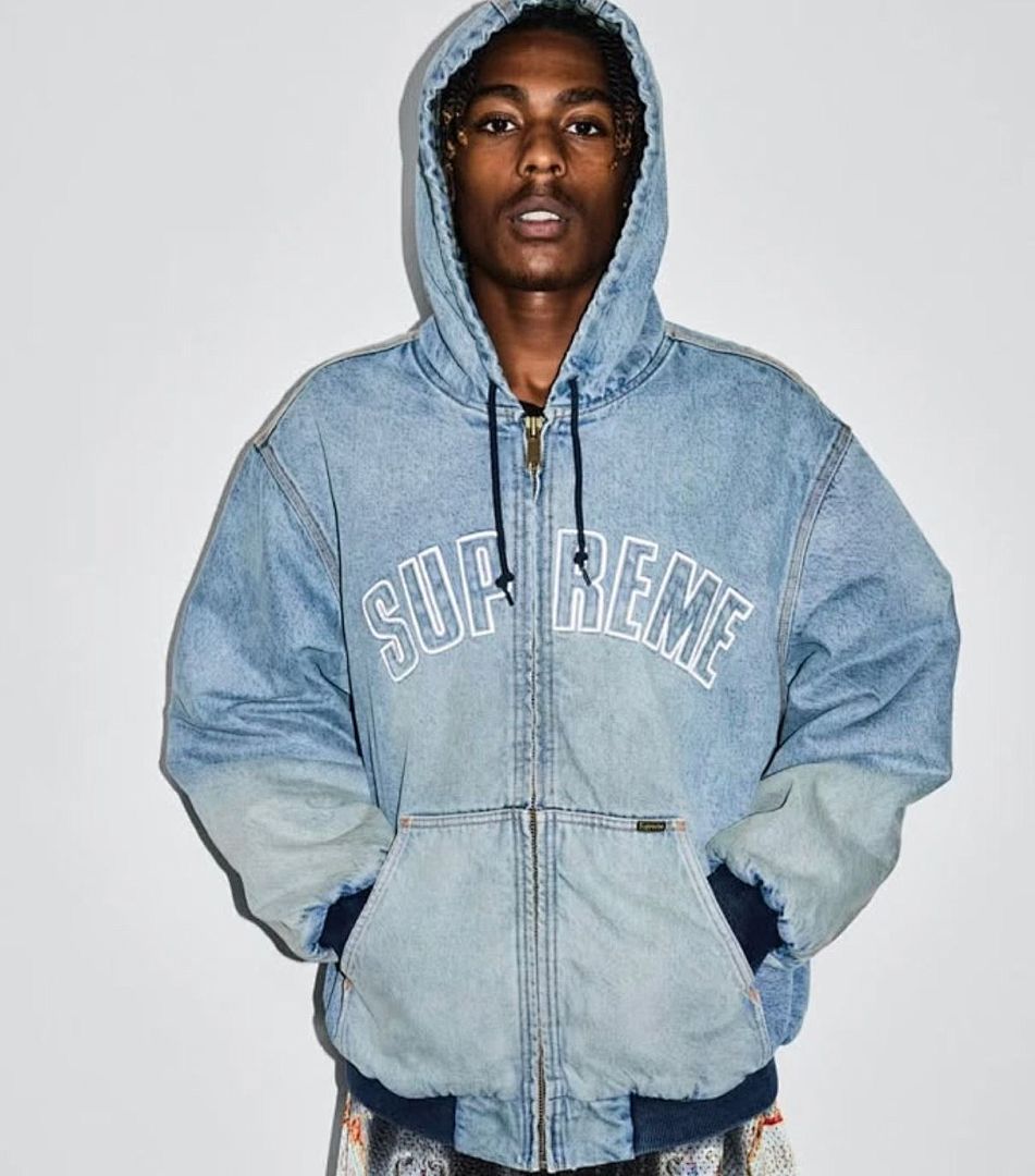 Supreme 598 25FW REFLECTIVE ARC HOODED WORK JACKET20 / Cotton Black Water Blue S - Image 25