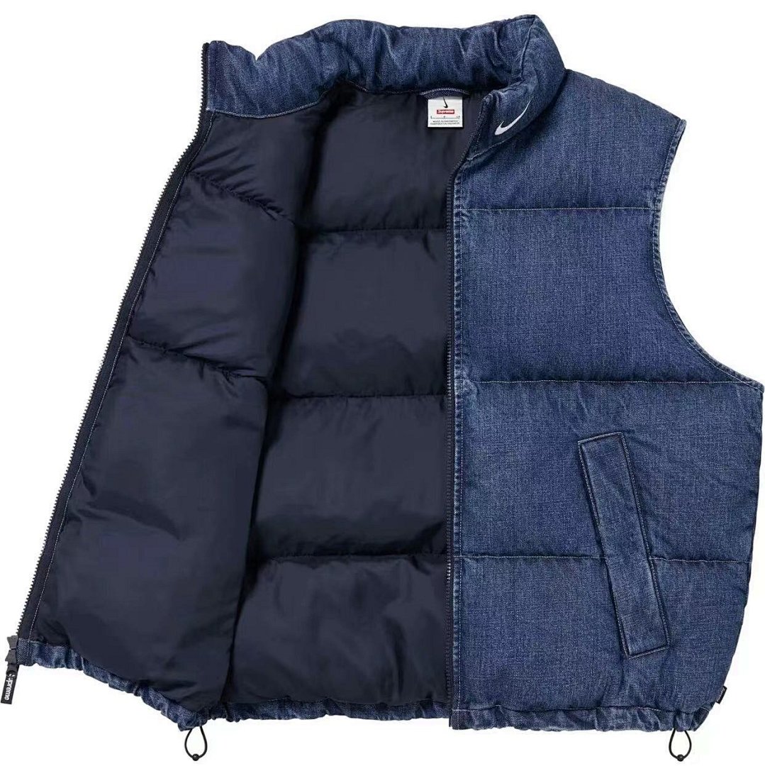 Supreme 438 SUP Collab DENIM PUFFER VEST Black Blue S M L - Image 7