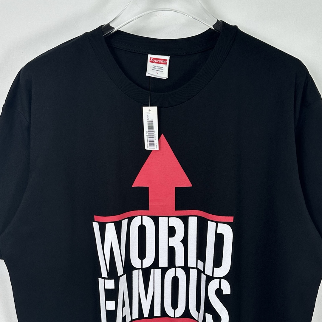 Supreme 138 26SS WORLD FAMOUS TEE Short Sleeve Black White S - Image 8