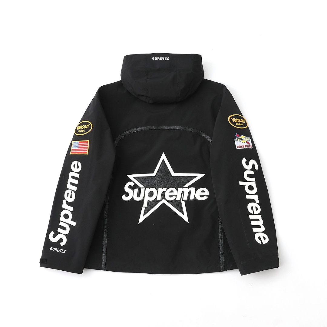 Supreme 698 FW25 GORE-TEX Shell Jacket Label Floral Water Mens Womens : Blue, White, Black S-XL - Image 6