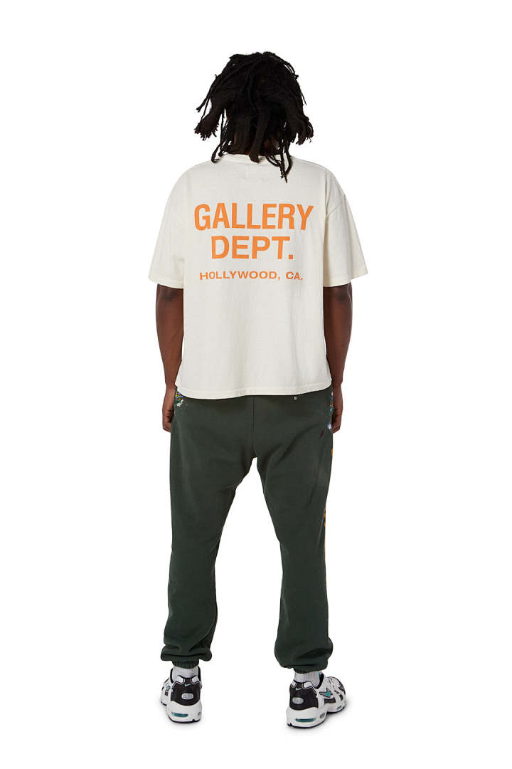 Gallery Dept 98 Gallery Dept. Classic Souvenir Tee LOGO Print Collar Short Sleeve T Black Grey White Cream Apricot Sky Blue Fruit Green Dark S M L - Image 21