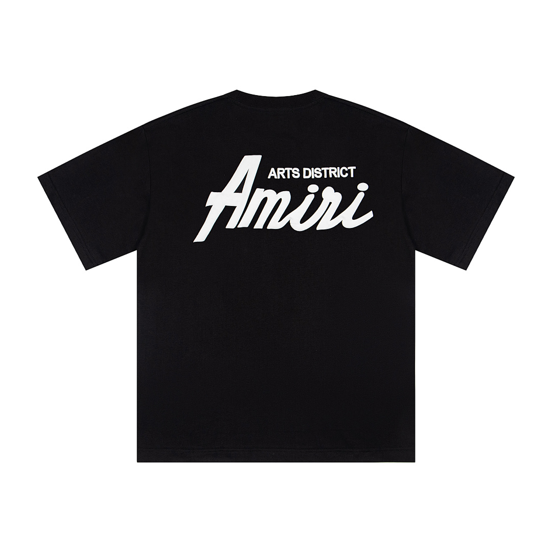AMIRI 118 Wide Version Model Short Sleeve T Logo Print High Wind Black White S M L XL 9913# - Image 4