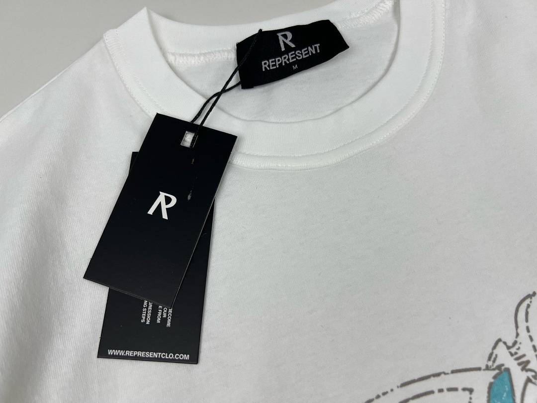 Off-White 128 REPRESENT New High Mens Womens Top Water Wide Short Sleeve T :S M L XL : Off (White) - Image 13