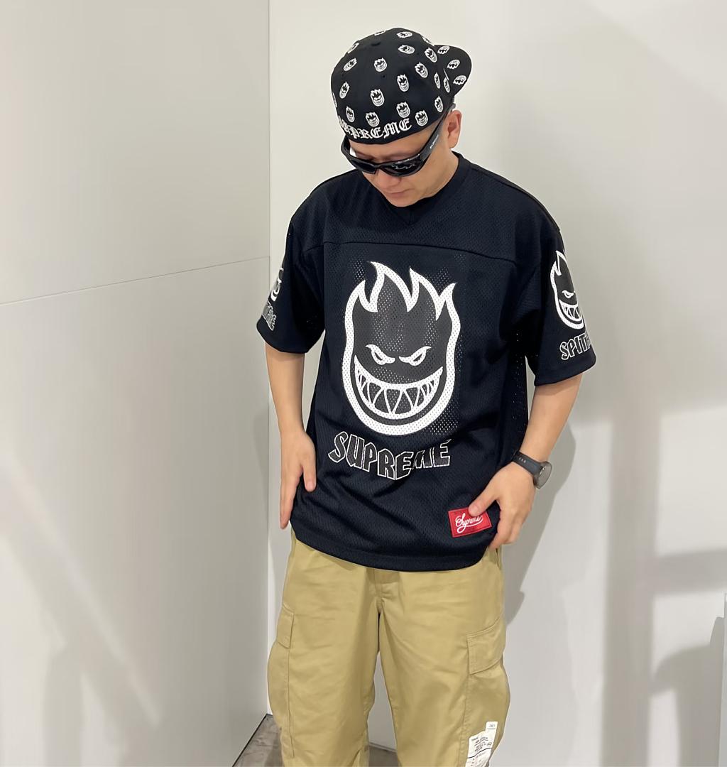 Supreme 218 SPITFIRE FOOTBALL JERSEY Fire Flame V Collar Short Sleeve Olive Black Red S - Image 38
