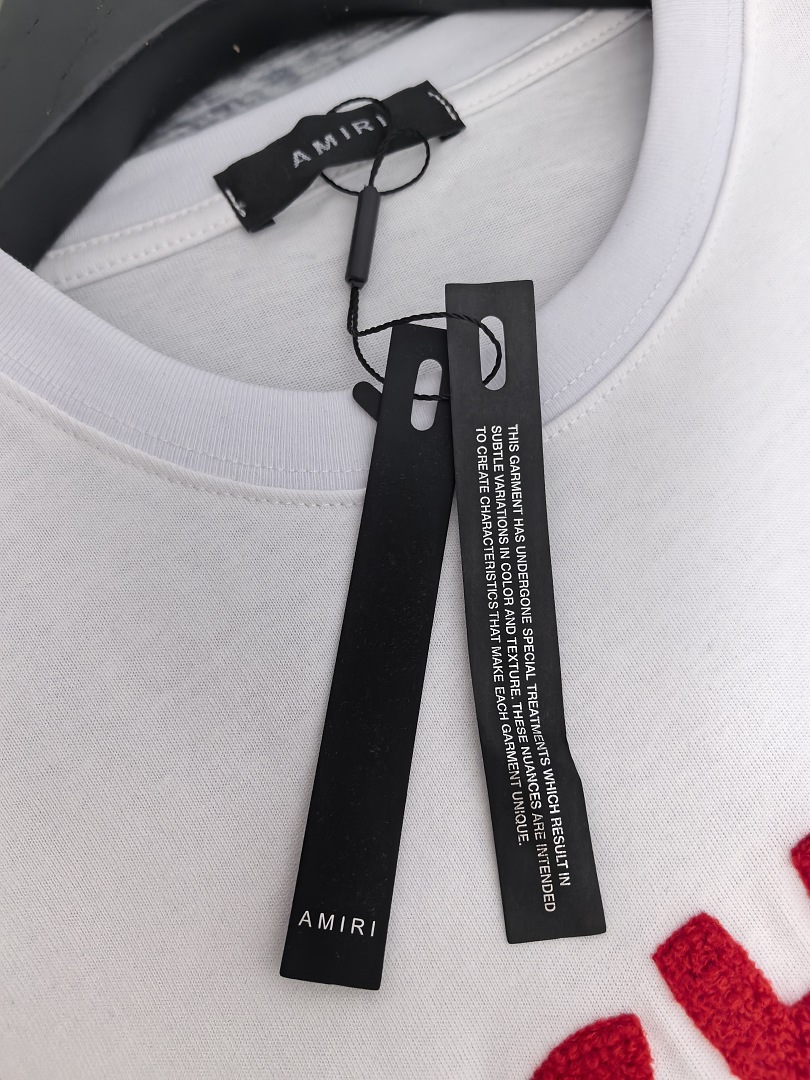 AMIRI 118 26Ss New Fleece Embroidered Short Sleeve T Black White S M L XL 9929# - Image 32