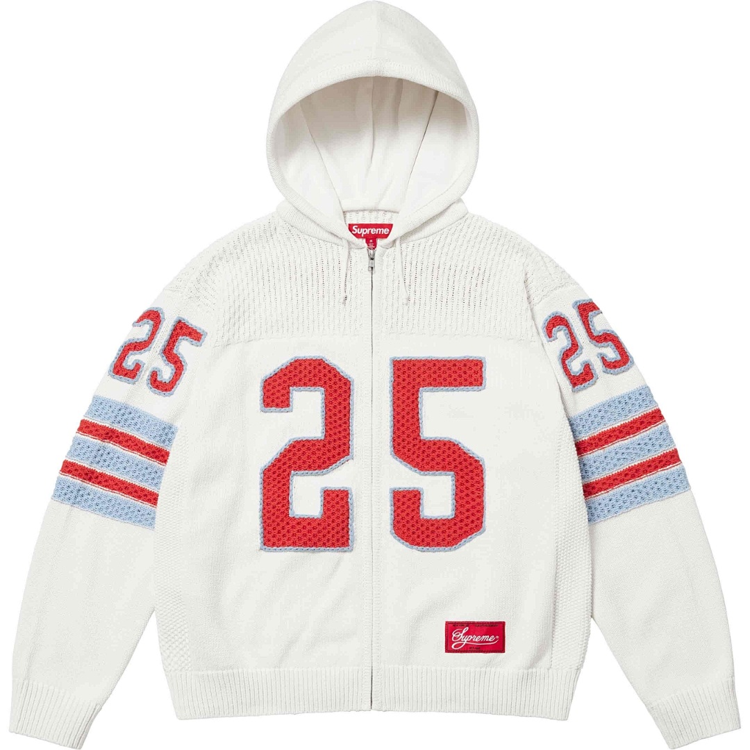 Supreme 538 SS25 FOOTBALL HOOD SWEATER Fleece Black White Blue S-XL - Image 6