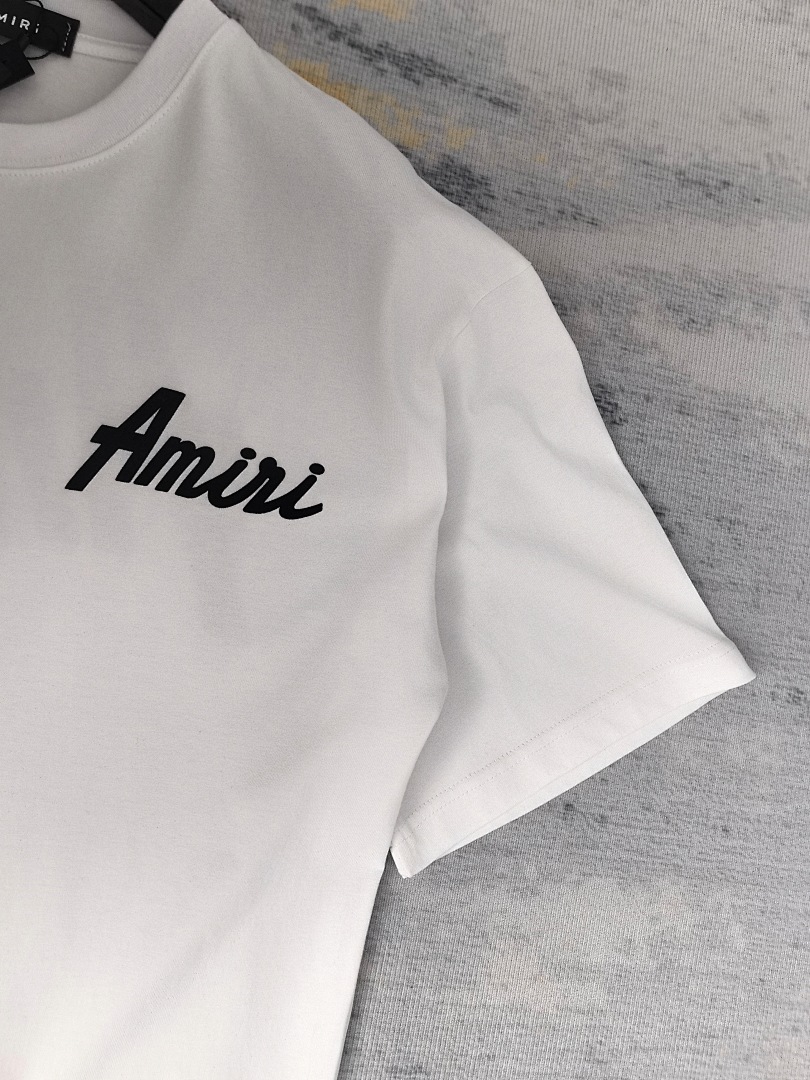 AMIRI 118 Wide Version Model Short Sleeve T Logo Print High Wind Black White S M L XL 9913# - Image 26
