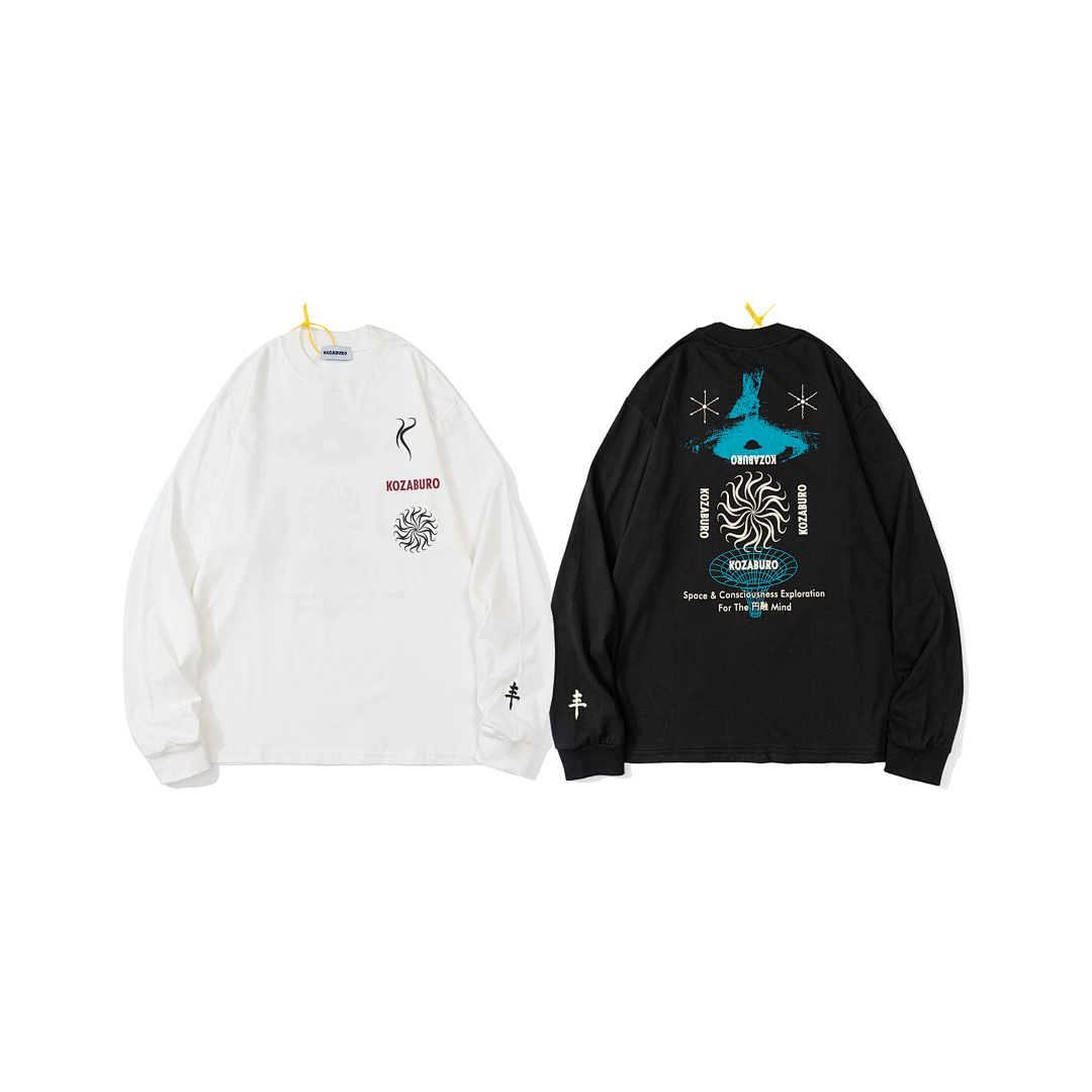 Off-White 108 Kozaburo Triple Wind Print Long Sleeve T Blue Light Black Off White S-XL 3231#