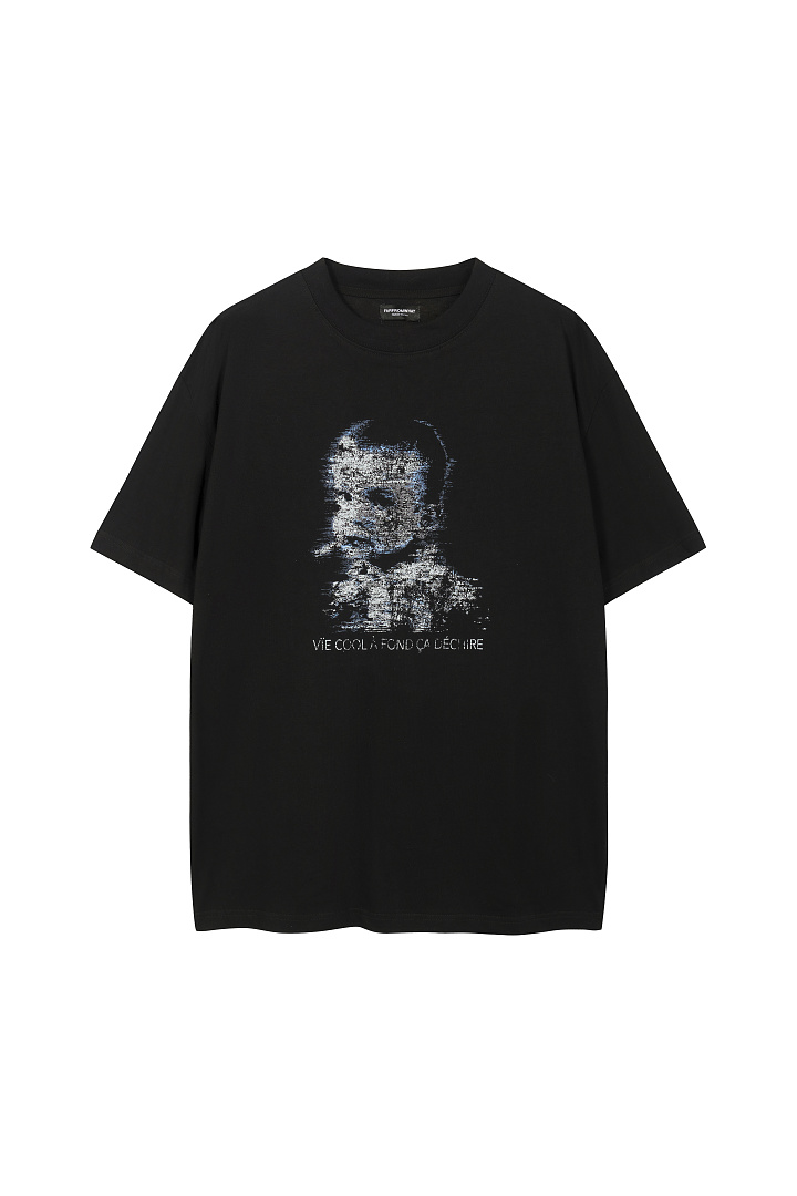 Unbranded 128 FA Print Short Sleeve T Black S-L 8315#
