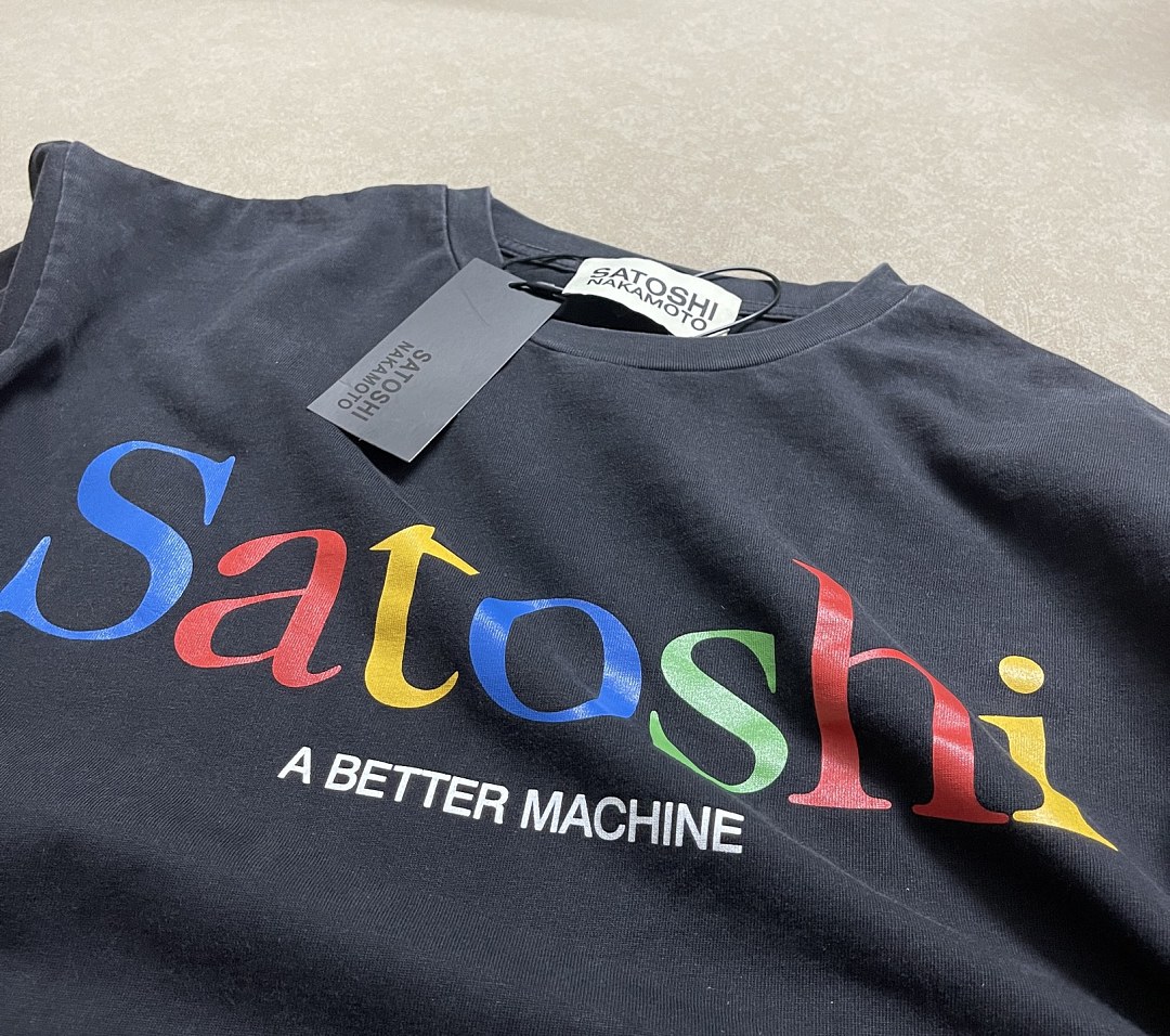 Unbranded 138 Satoshi Nakamoto Color Gradient “Satoshi” Print Short Sleeve T Washed Black S M L - Image 9