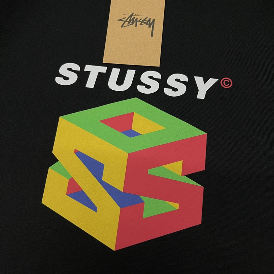 Stussy 108 Stussy SS23 Summer Logo Print Wide Short Sleeve T Mens Womens : Black White S Ｍ L XL - Image 8